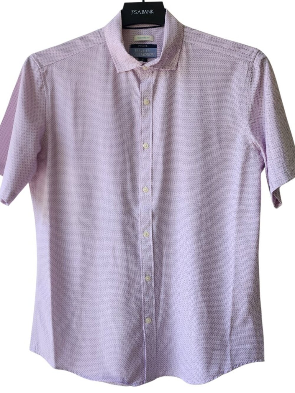 Medium Casual Shirt Pink Purple Geometric Print CoolMotion Traveler Jos A Bank M